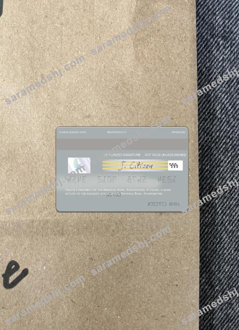 Afghanistan Maiwand Bank visa card photolook back
